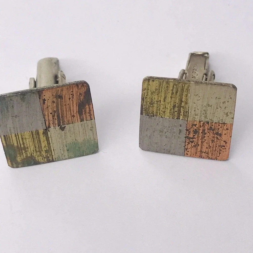 Cufflinks Lara Metales Casados Cufflinks Alpaca Tri Color Gold Silver Square